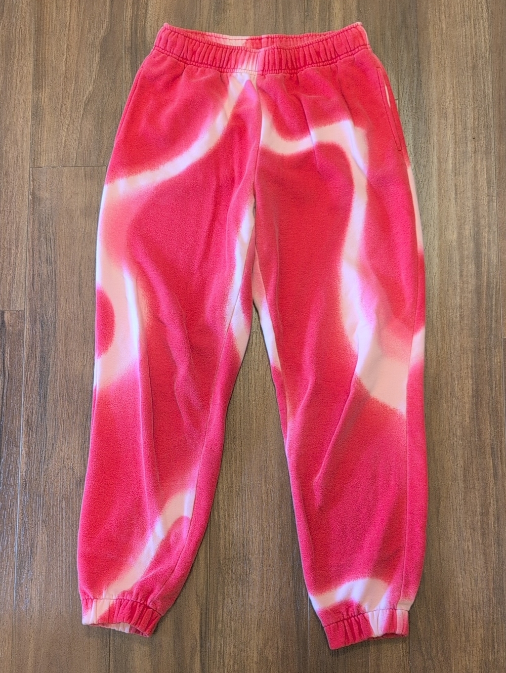 Red And Pink Tie-Dye Jogger Sweatpants Lounge Pants High Waisted